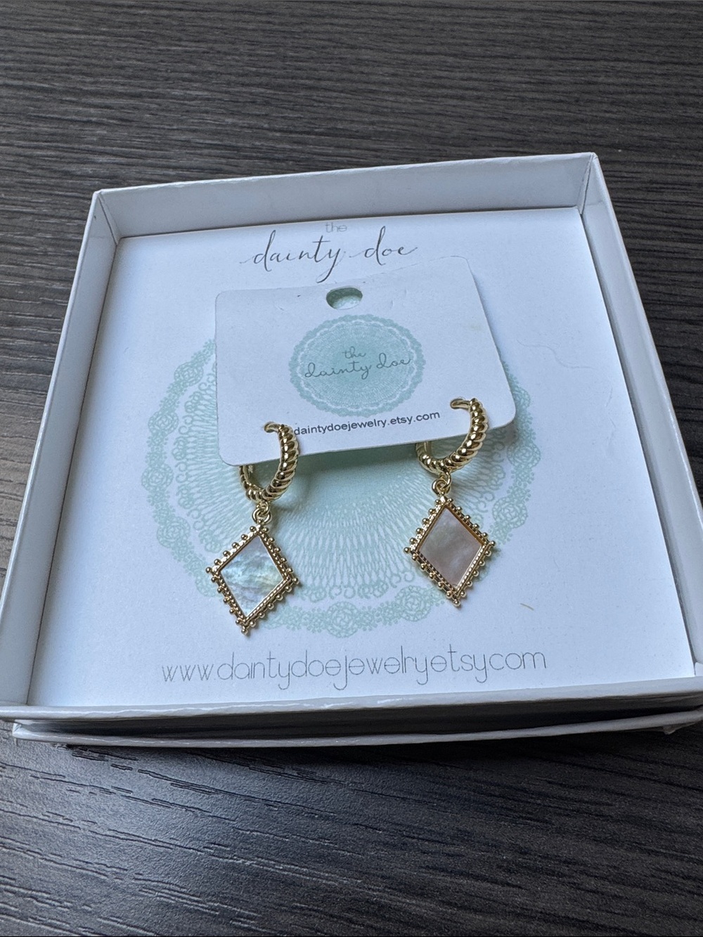 NWT Dainty Doe Gold Diamond Drop Earrings